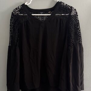 Tahari Black Lace Detail Blouse